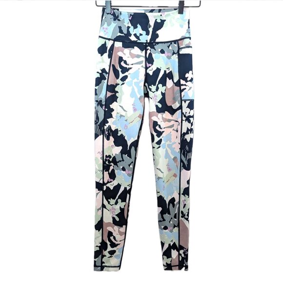 Sweaty Betty | Super Sculpt Full Length Navy & Green Floral Leggings | Size 6 - Picture 5 of 13